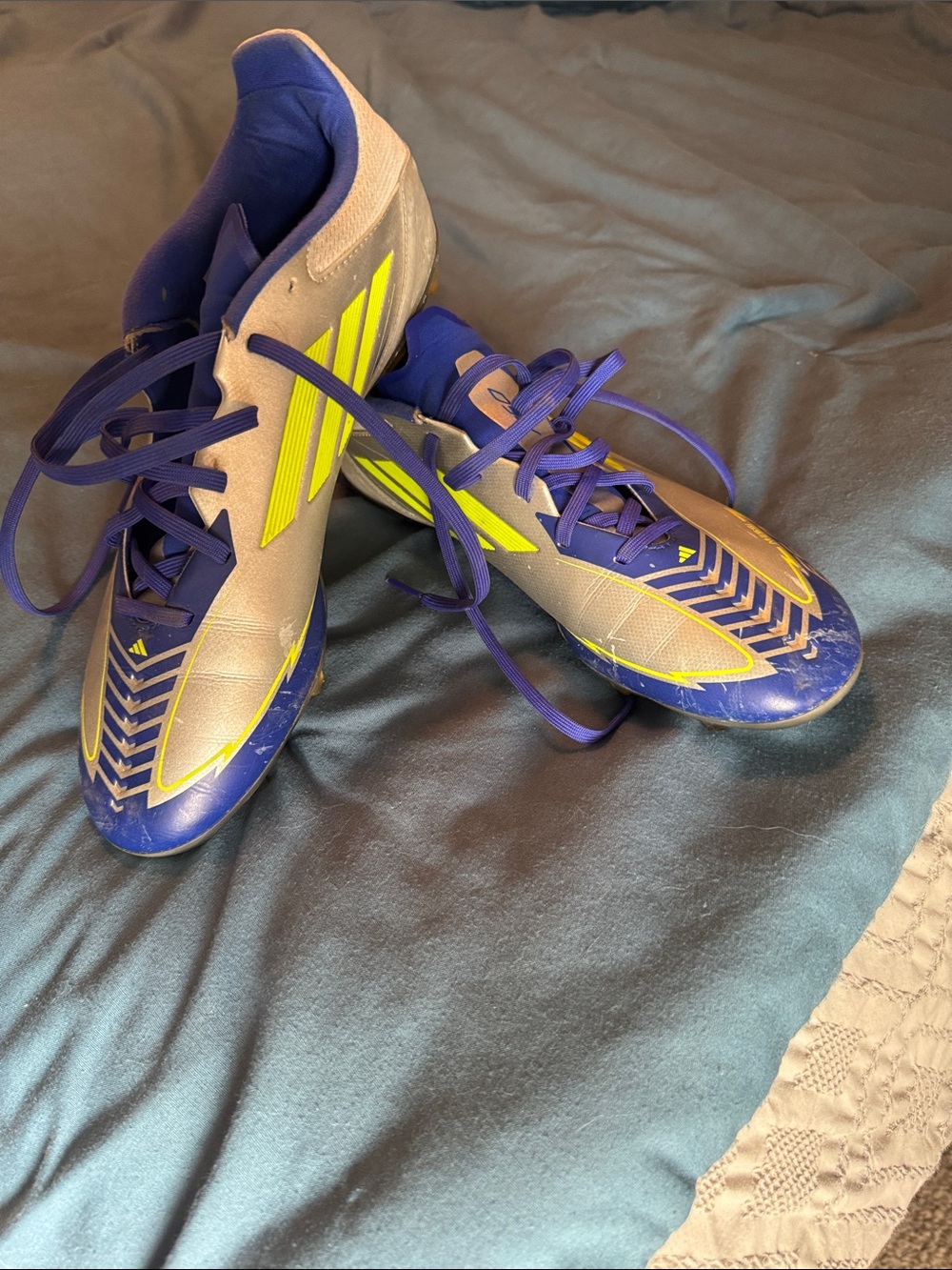 adidas blue  and Neon Yellow Men's Soccer Cleats F50 Messi